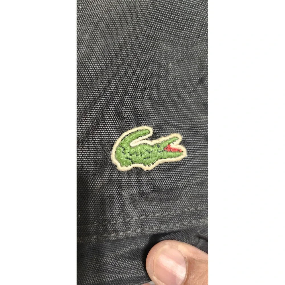 Lacoste Messenger Bag Black Canvas Crossbody Flap Over Sporty Crocodile‎ Logo